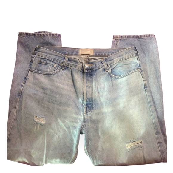 Everlane Denim - Everlane Organic Cotton Button Fly Relaxed Straight Fit Distressed‎ Jeans 29 Reg